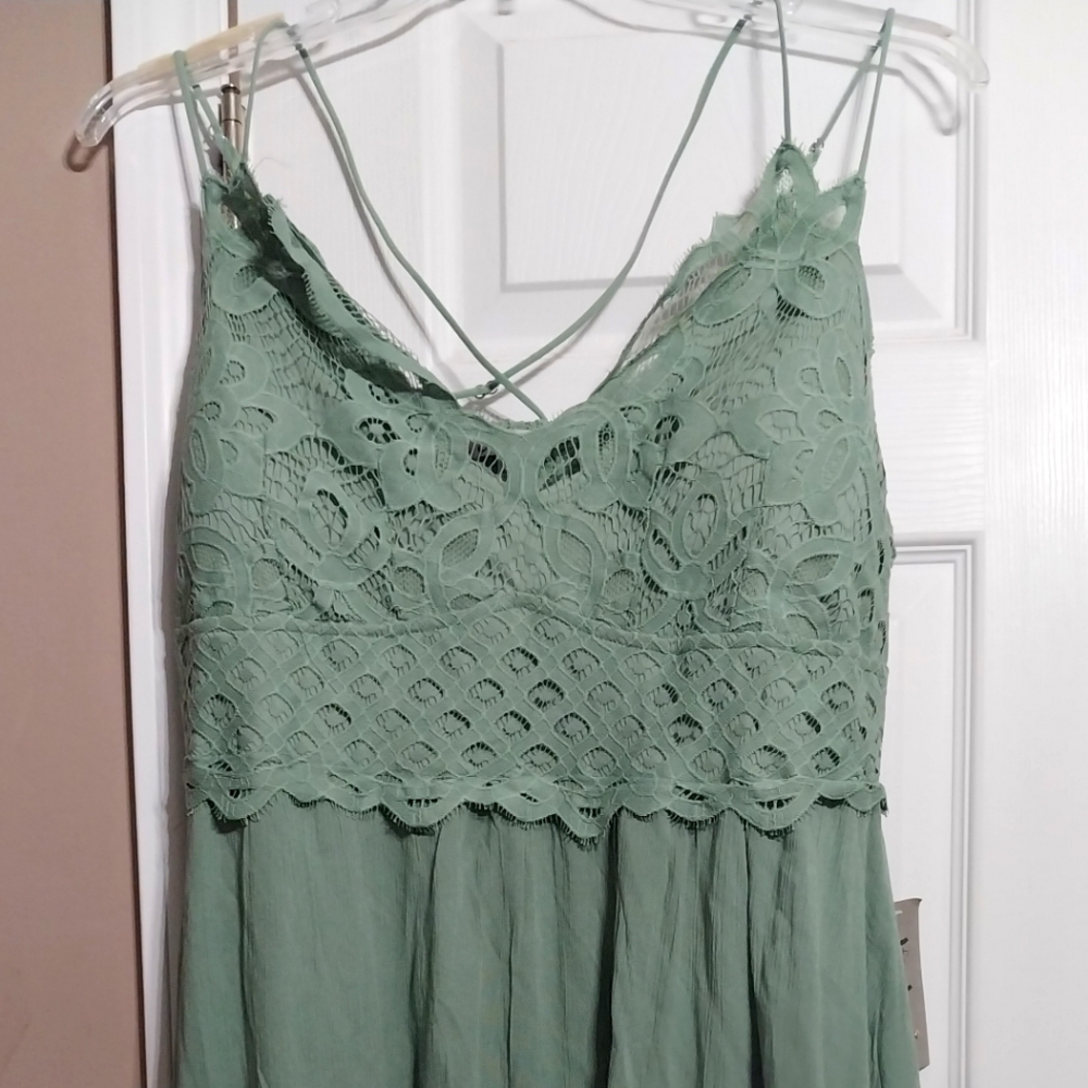 J for Justify Boho Dress in green size 2xl. Lace, strappy above knee mini dress